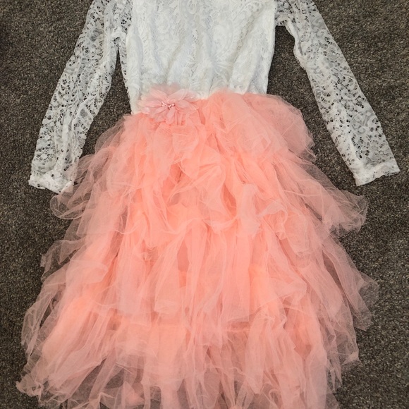 Girl’s Tulle Coral Dresses - Picture 3 of 4